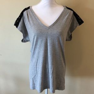 Banana Republic black Gray short sleeve T lace